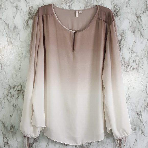 Cato Tops - Cato Ombre Gray Cream Open Sleeve Top 26/28W T98